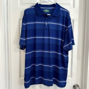 Ben Hogan Golf Performance Blue White Striped Short Sleeve Polo Shirt Men XL